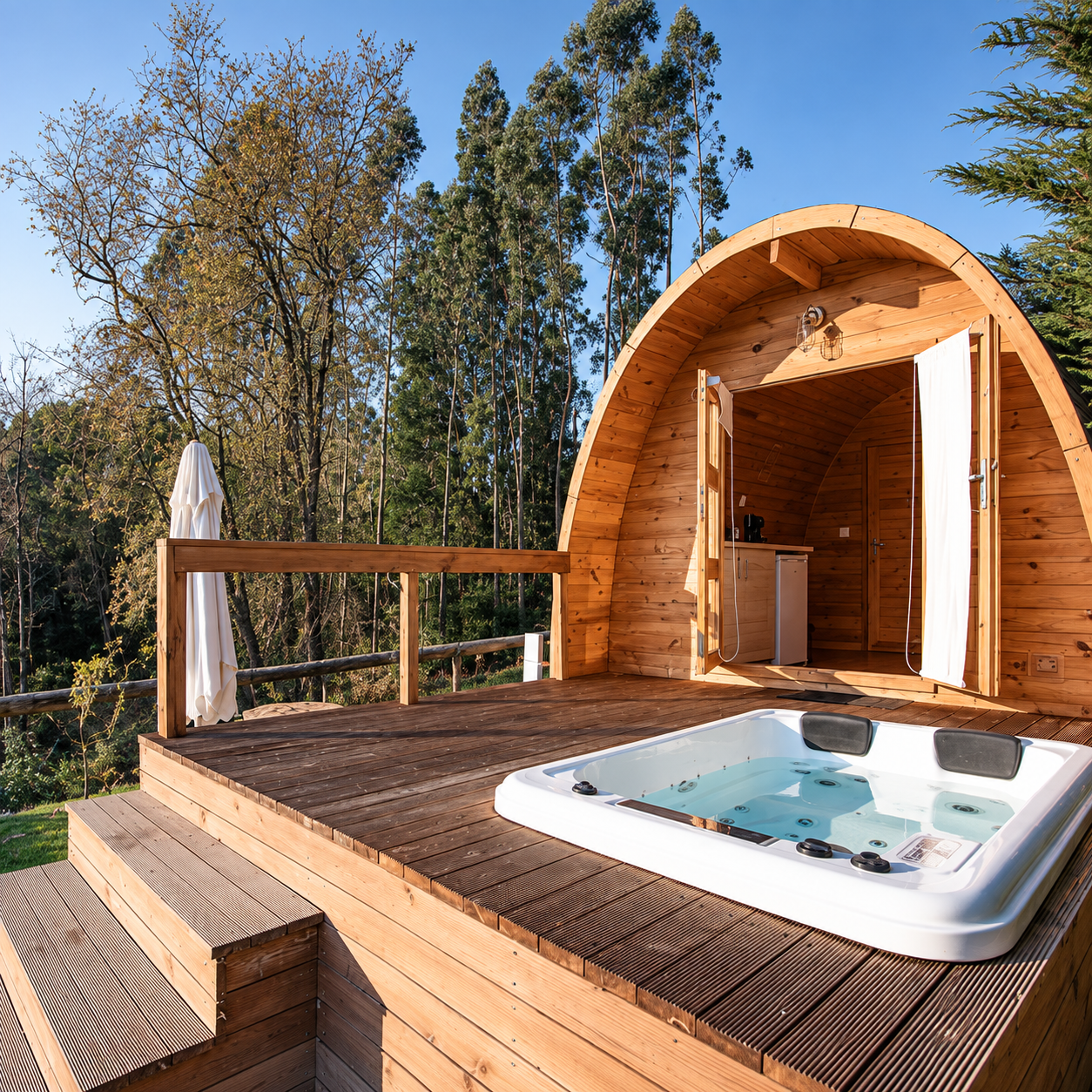 Alojamento em madeira e jacuzzi exterior na Carvalheira Country House